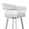 Armen Living Bronson 29" White Faux Leather and Brushed Stainless Steel Swivel Bar Stool 721535762255 - alternate 2